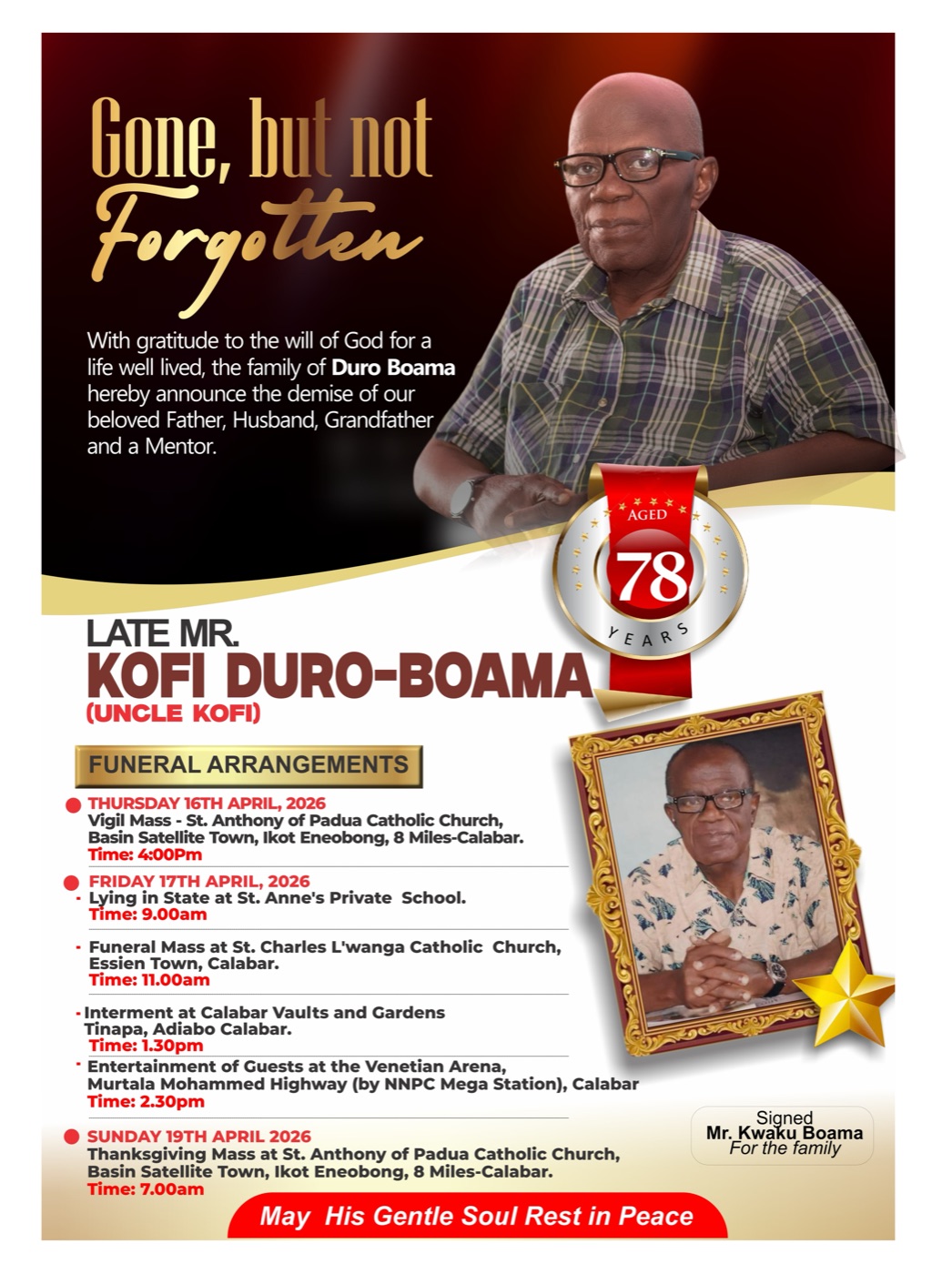 Late Mr. Kofi-Duro Boama